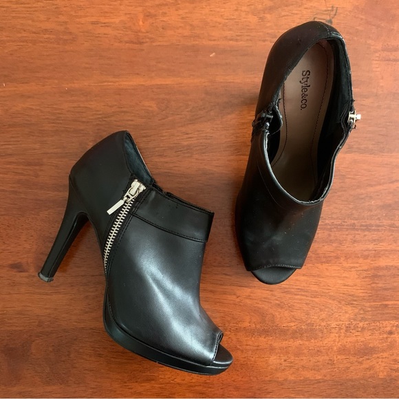 Style & Co. Shoes - Style & Co Open Toe Stiletto Black Bootie Size 6M, High Heels Bootie